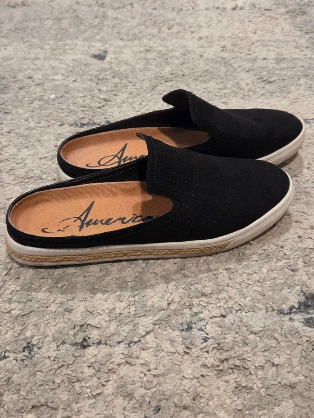 American Rag Black Slip-On Mule Sneakers with Espadrille Trim / Size 5.5